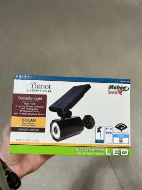 356-9480 Patriot Lighting Solar Motion Sensing Security Light 450 Lumens Black