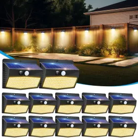 B0cftxwct8 Peasur Solar Motion Sensor Lights Outdoor 12 Packs/138 Led Fence Wi