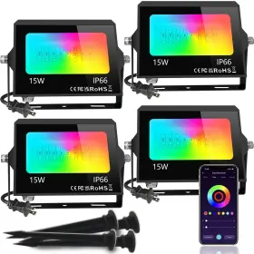 Ftd-015-bt Pesken Led Flood Light Outdoor With Stake Halloween Rgb Floodlights Diy Color Chang