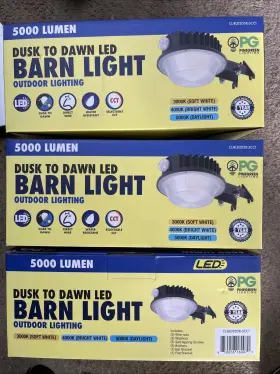 Pg 850056160070 Barn Light 100-watt Equivalent Integrated Led Black Dusk To Dawn Wall Pack 3pk