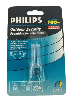 Gy8.6 Philips 046677203467 Phillips 100 Watt Outdoor Security Halogen Bulb 120 V- Base T4 Free Ship