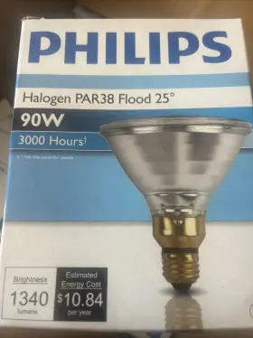 Philips 046677230708 New Par38 Flood Light 90w Bulb 130v Halogen 2500 Longer Life Indoor/out
