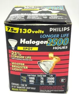 75par38 Philips 046677287849 Phillips Halogen Spot Light 75w 2500hrs Indoor/outdoor