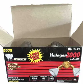 90par38 Philips 90par38/hal/fl Floodlight 2 Bulbs Halogen 90w 1280 Lumens White Par38 Flood New Nos Big