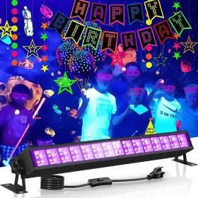 Pizhlo 726084253957 30w Black Light Bar 30 Leds Blacklight Flood With Switch Plug And 5ft C
