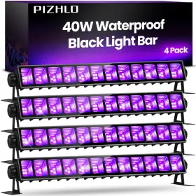 Pizhlo 761325378495 Upgraded 4 Pack 40w Blacklight Bar Ip66 Waterproof Led Black Light With Plug
