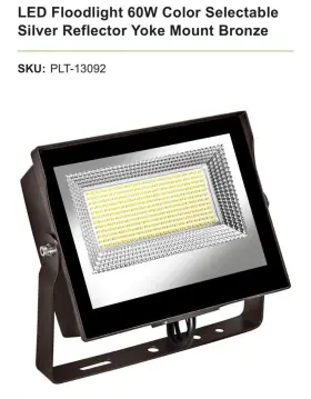 13092 Plt Led Floodlight 60w Color Selectable Silver Reflector Yoke Mount Bronze