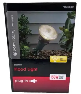 8404490292 Portfolio Landscape Flood Light Green Finish Plug-in 150w Outdoor Use New