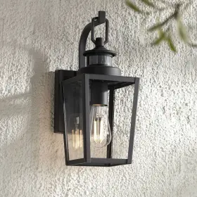 Jf2019011sp Possini Euro Design Ackerly Modern Outdoor Wall Light Fixture Textured Black Dusk To Dawn 14 Inch Porch