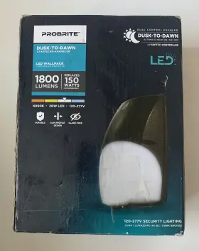 Probrite 852970008278 New Dusk-to-dawn Led Wallpack Automatic Night On/day Off
