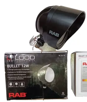 Rab 019813196459 Led Bullet High Performance Outdoor Floodlight 12w Black Microprismatic Lens