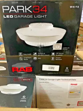 P-100333 Rab 192552014854 Park34 Led Garage Light White New In Factory Boxes