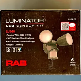 Lu160 Rab 192552038195 Led Dusk To Dawn Dual Head Security Light Fixture With Motion Sensor