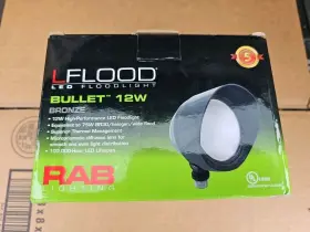 Bullet12a Rab Lighting 019813196398 Led Floodlight 12w 120v 5000k Bronze