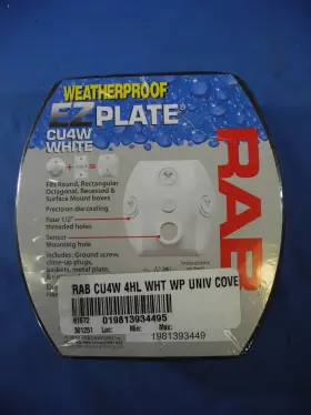Cu4w Rab Lighting 019813934495 Weatherproof Ez Plate White-suitable For Wet Locations