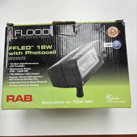 2784-1 Rab Lighting Ffled 18w Bronze Floodlight With Photocell 120 Volt New