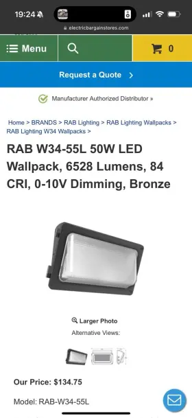 W34-55l Rab Led Wallpack