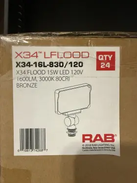 X34-16l-830 Rab X34-16l-830/120 X34-16l-830/120v 15w Led Floodlight Bronze New Box Of 24