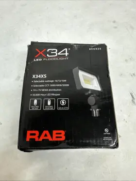 X34xs Rab 2353lm Led Flood Light Adjustable Power And Color Knuckle 120/277v