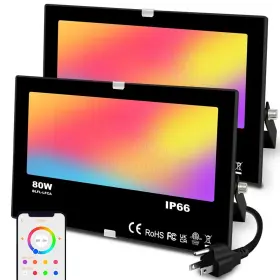800w Rayh 761780477801 Led Floodlight Equivalent 8000lm Outdoor Rgb Color Changing Ip66 W