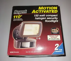 Ms80 Regent 044427002360 Motion Activated 150w Compact Halogen Security Floodlight Bronze New