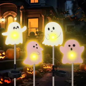 Tou-retisee-3653 Retisee 4 Pack Halloween Ghost Solar Light With Stakes Outdoor White Pink