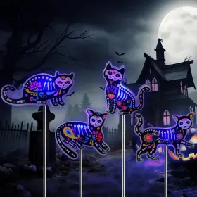 Tou-retisee-3715 Retisee 4 Pack Halloween Black Cat Solar Lights Outdoors Multicolor