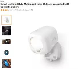 1004296682 Ring Smart Lighting White Motion Activated Outdoor Integrated Led Spotlight