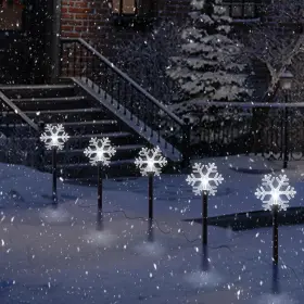 Xh01 Rjzz Solar Pathway Christmas Lights 5 Pack Snowflake Outdoor
