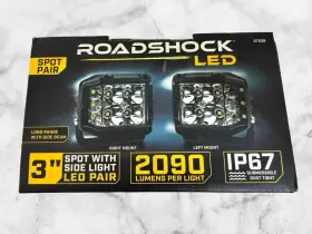 57538 Roadshock Led 193175566430 3 Inch Spot With Side Light Pair New Shipping