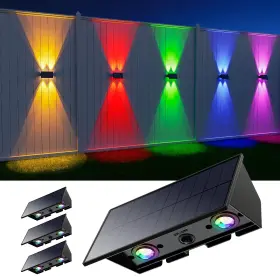 Yh0616 Roopure 4 Pack Color Changing Solar Powered Fence Lights For Outside Up And Down Wall