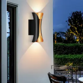 Rosysky 791751873615 Outdoor Wall Light Led 20w H 11.8in Aluminum - Black Gold Waterproof Exteri