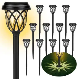 Lg-63 Ruhotili Solar Lights Outdoor 12 Pack Garden Black-12p