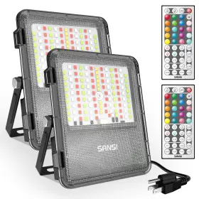 01-06-041218 Sansi Rgb Led Flood Light 2pack 160w Christmas Outdoor Party Dimming Mutilcolor Yard