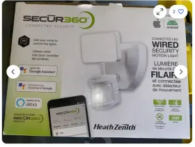 Hz-9301-wh Secur360 Wi-fi White Wired Single Head Voice Activated Motion Outdoor Floodlight