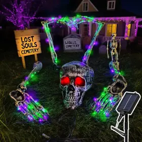 Sm25hw085 Seemail Halloween Decorations Outdoor Solar Lights 5 Pack Light Up Black And White