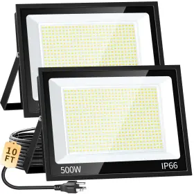 500w-2p Shgpoda 2 Pack 500w Led Flood Light 60000lm Brighter Lights With Us Plug 10ft Cord