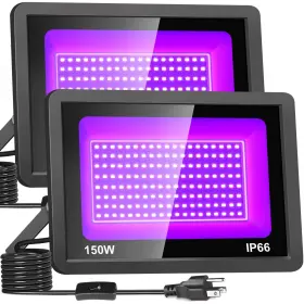 Spd-fl-150w Shgpoda 2 Pack 150w Black Light Led Lights Flood Ip66 Waterproof Blackl