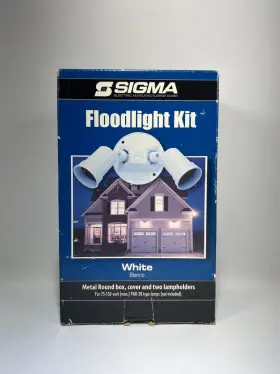 16795wh Sigma 031857667955 Engineered Solutions White Weatherproof Round Floodlight Kit