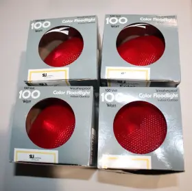 Sli Lighting 051849013133 4 Red Floodlights - 100 Watt 130v Indoor Outdoor 5000 Hours Par38
