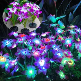 Shh-fl-baihe-4 Smileflowers Solar Garden Lights Outdoor - Flowers Decorative Purple