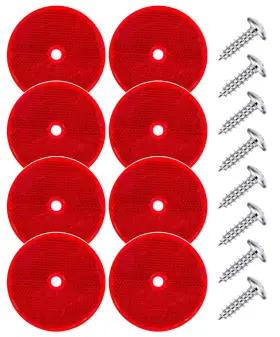 80rb-8 Sobaino 8pack Round Safety Reflectors Screw Mailbox 3 Inch Red Reflector