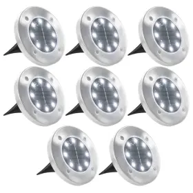 Solar Ground Light Set 718475622222 Of 8 White Pp Compact