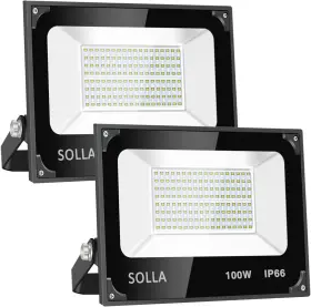 Ym-002 Solla 2 Pack 100w Led Flood Light 10000lm 3000k Warm White Exterior Lighting