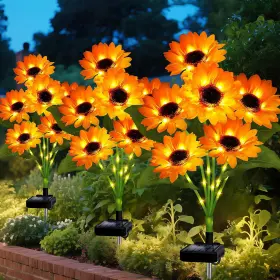 6txrk-3p-nb Stadeco Solar Sunflower Lights Outdoor Garden Decor Flowers Warm White