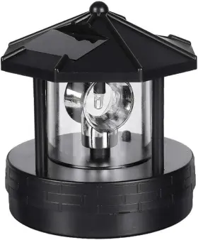 15965231565984 Stepok Solar Beacon Light Waterproof Led Garden Lighthouse 360 Rotating For Black