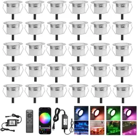 Sumaote 705353751158 Smart Wifi Led Deck Lights 30 Pack App Control Rgb Outdoor Lighting For Patio D