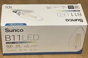 Sunco 810000079674 B11 Led 500 Lumens 5 Watt 10 Pack Dusk To Dawn Sensor New Open Box