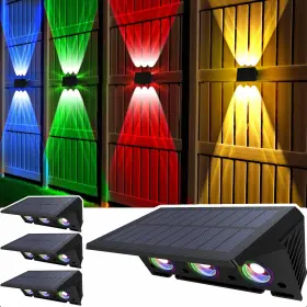 Swl03 Sunflickt Solar Fence Lights 4-pack Ip67 Waterproof Wall Up/down With 6