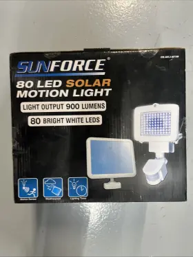 82080 Sunforce 80 Led Solar Motion Sensor Light Weatherproof Lighting Timer New Sealed